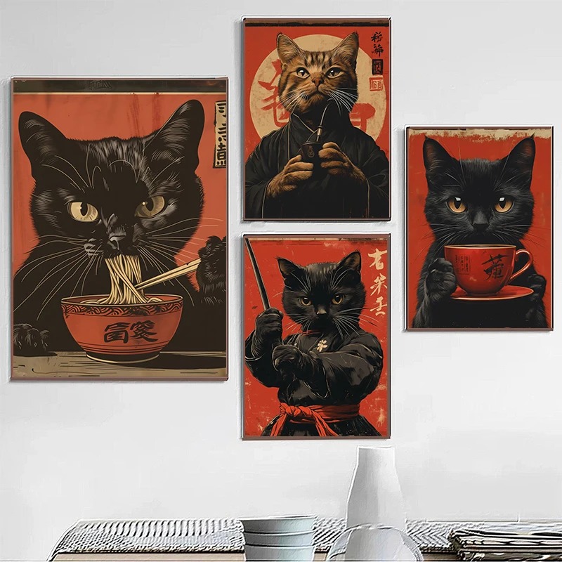 Japanese Lifestyle Home - Gatto nero in stile giapponese Edo