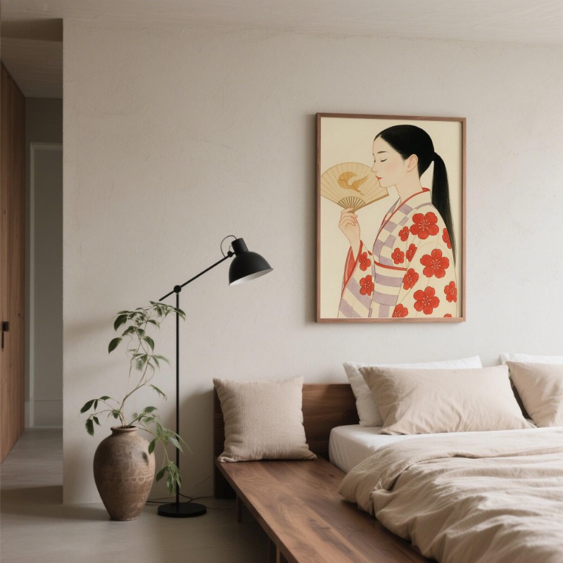 Monte Fuji & Crane Stampa da p - Japanese Lifestyle Home recensione e prezzo